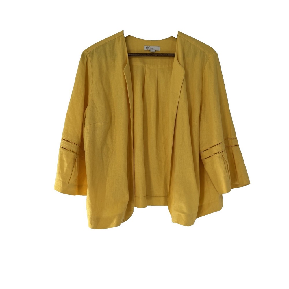 Cato Linen Blend Open Front Cardigan Aspen Gold XL Summer light bright